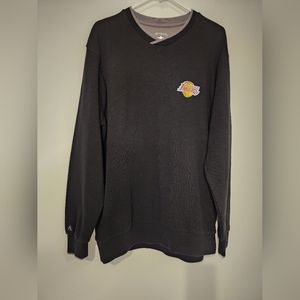 LAKERS Men's Antigua Long Sleeve V-neck Pull Over Black Sweater  Men's Size L